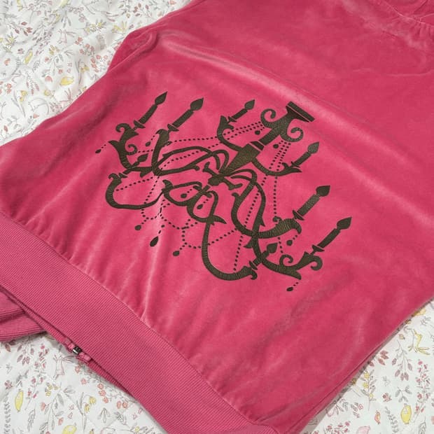 갸루 샹들리에 핑크 벨벳 후드집업 쥬시꾸뛰르깔 라디깔