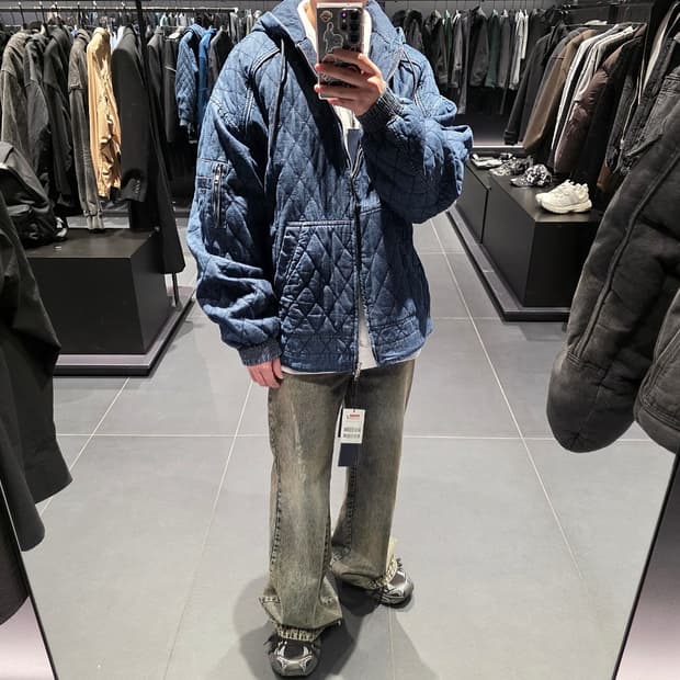 준지 24FW 퀼팅 마원 후드 데님 점퍼