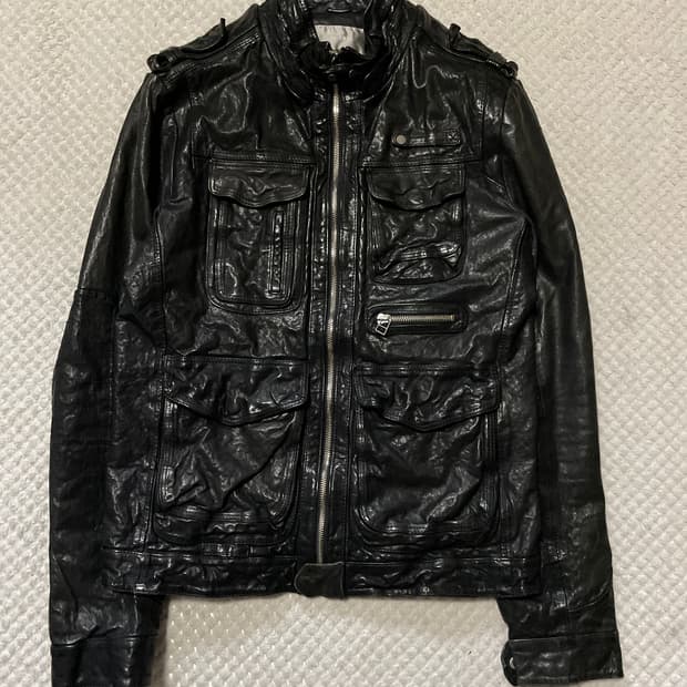 T.I FOR MEN 웨스턴 무드 램스킨 양가죽 절개 포켓 레더 자켓