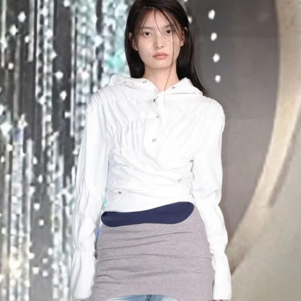 세릭 shirring wrap hood cardigan