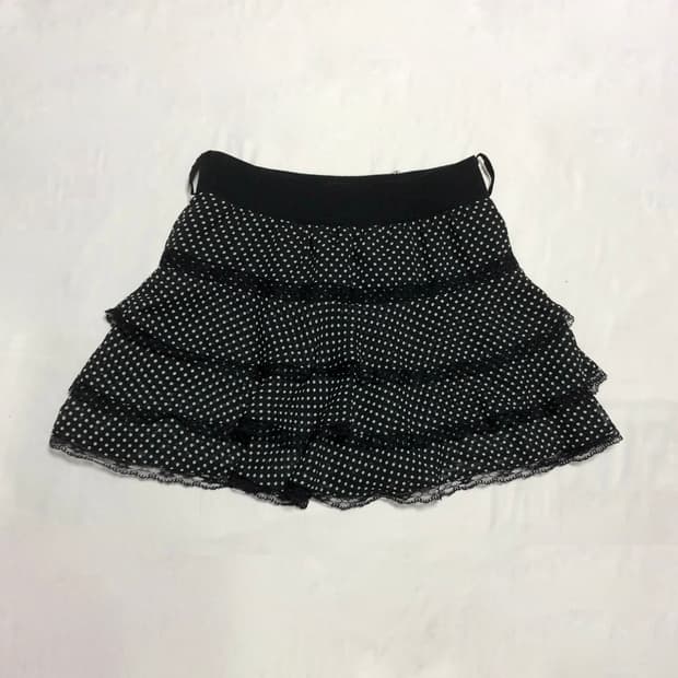 레이스 도트 스커트 블랙