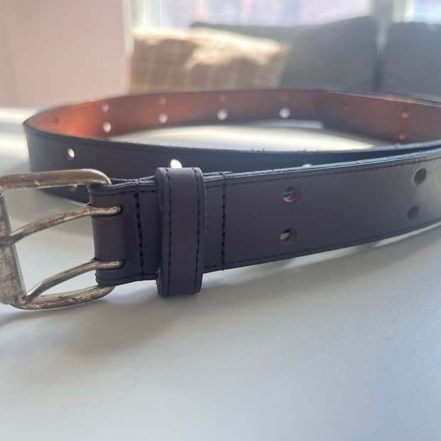 Old A.P.C 더블 프롱 벨트 브라운 made in france