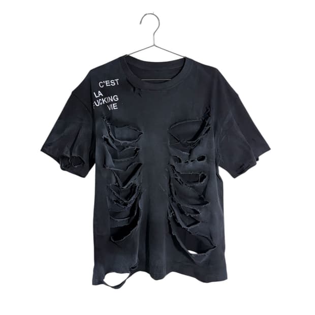 빈티지 무드 스켈레톤 디스트레스드 데미지 반팔  