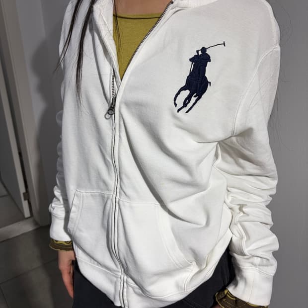 폴로 빅포니 화이트 후드집업