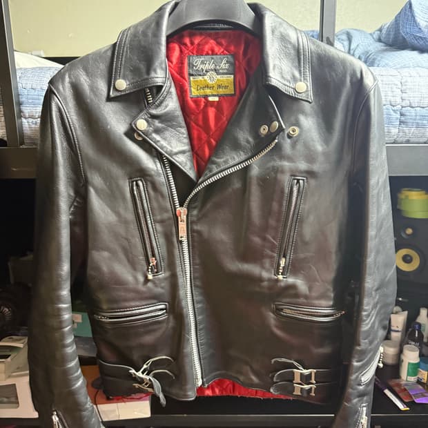 666 소가죽 더블 라이더 자켓