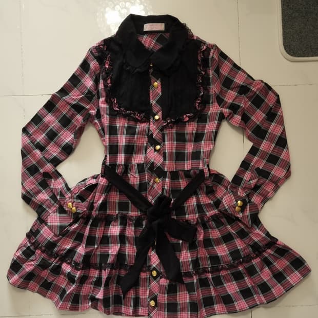 tralala 핑크체크 원피스