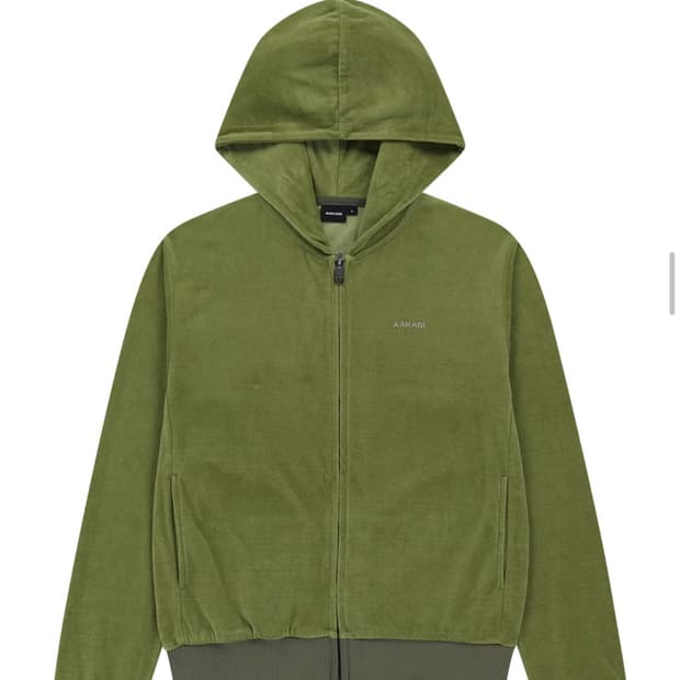 Rhinestone Velour Zip-Up Hoodie (Green)