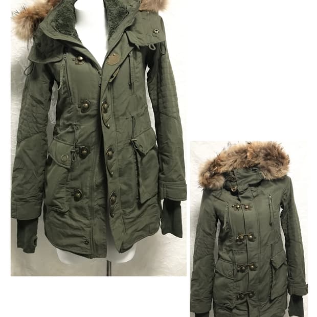 빈티지 sly 슬라이 00s y2k 라쿤퍼 후드 야상 점퍼 자켓