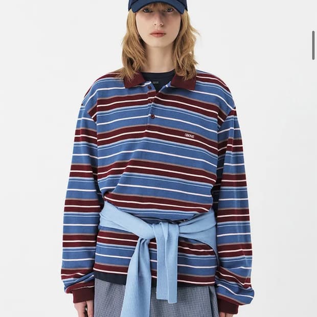 그로브 티셔츠 CARELL STRIPE SHIRT (Wine)