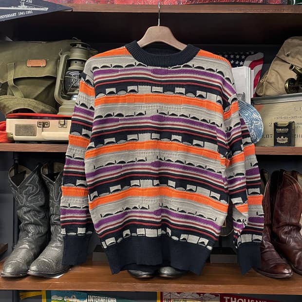 빈티지 3D 케이블 쿠지 스타일 니트 스웨터 N32