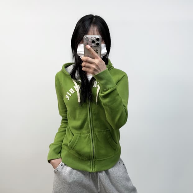 아베크롬비 아치 로고 후드집업 그린