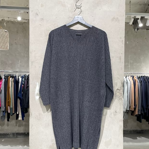 플리츠 플리즈 차콜 탑 원피스