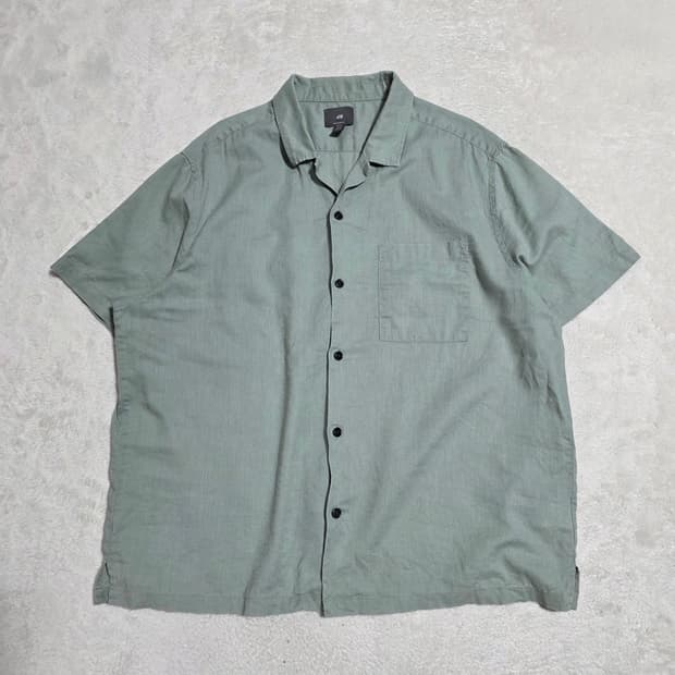 (XL)H&M 반팔 린넨 셔츠