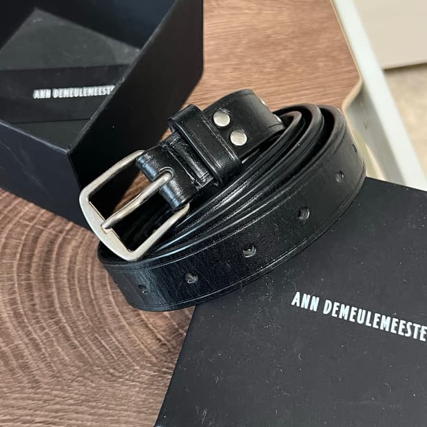 Ann Demeulemeester 블랙 가죽 벨트 웨스턴 110