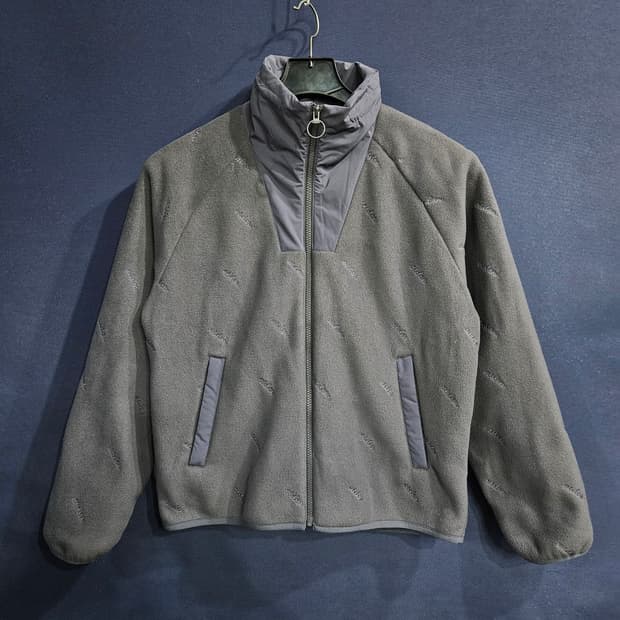 아이더 자수 로고패턴 그레이 남성 100 기모 집업자켓 