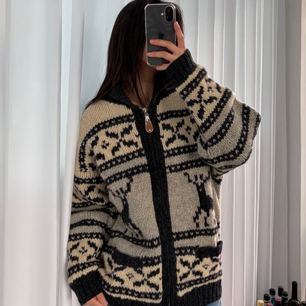 [S-M]THE NORTH WEAVE USA 코위찬 니트 집업 자켓