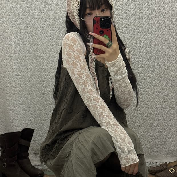 오리엔탈 코지 모리 플라워 그물 반다나 레이스 스카프 K0472