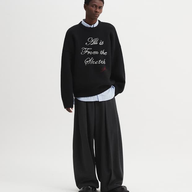 DNSR 멀티 플리츠 와이드슬랙스 차콜