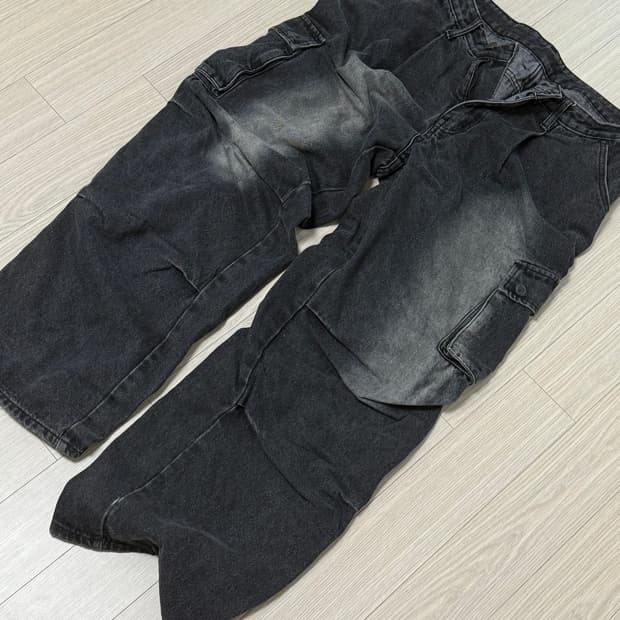 디미트리 블랙 카고 흑청 데님