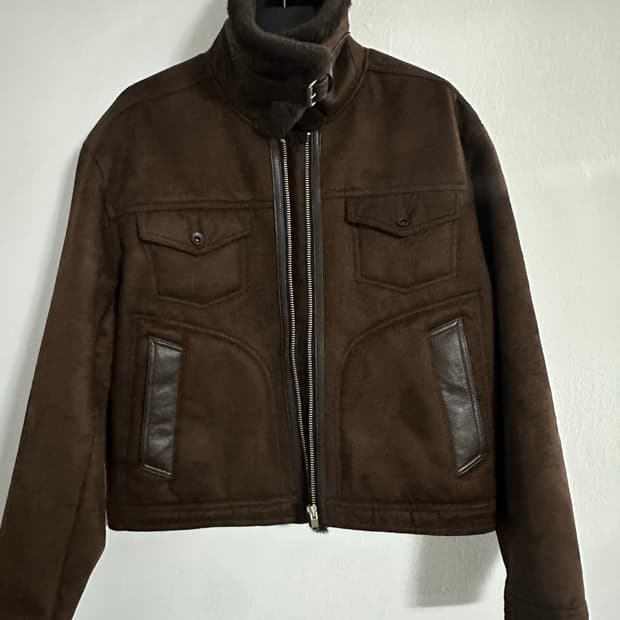 남성 무스탕 트러커 자켓 진브라운 L 사이즈