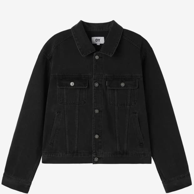 오와이 STUD DENIM TRUCKER JACKET - BLACK