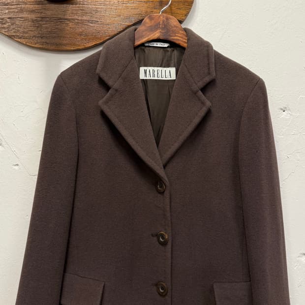 55) Italy MARELLA Dark Brown Angora Coat