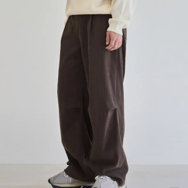 드로우핏 코듀로이 와이드 턱 팬츠 브라운 M / 1회 착용