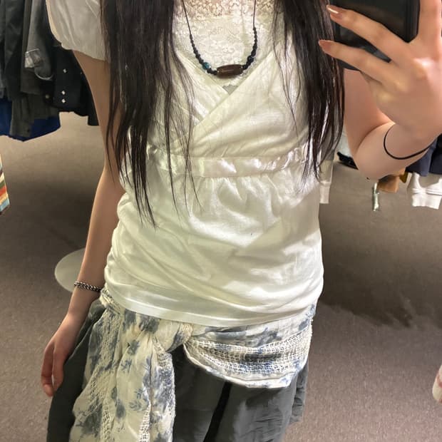 Japanese vintage 여성 꽃무늬 펀칭 머플러(이염)