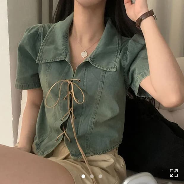 아일렛 청블라우스 청셔츠