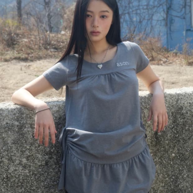 애즈온 ETTII FRILL DRESS GRAY