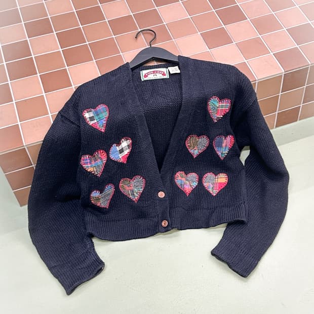 heart patch cotton cardigan