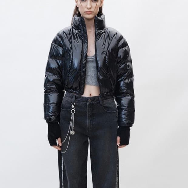 커렌트 숏패딩 유광