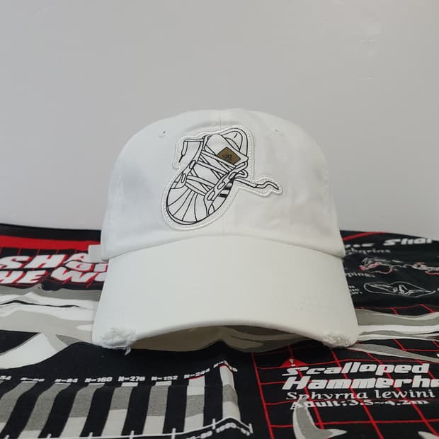 90s~00s 빈티지 아디다스 화이트 자수패치 모자 볼캡