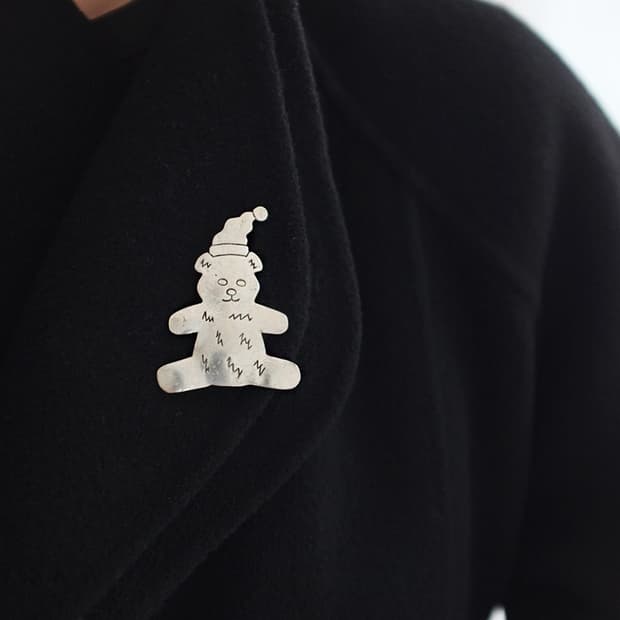 1980s 귀여운 크리스마스 테디베어 빈티지브로치 빈티지악세사리