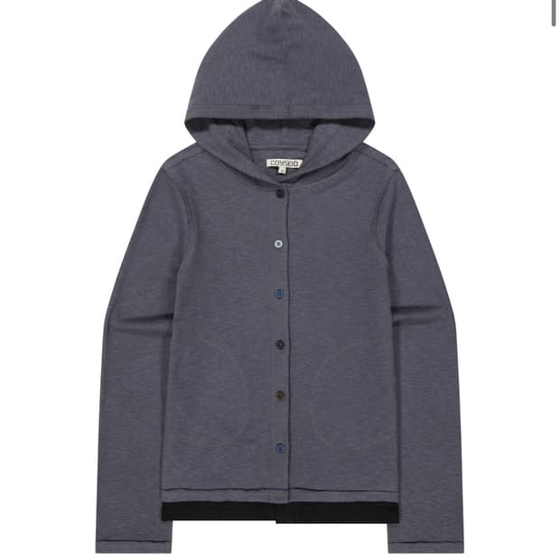 코이세이오 twofold button-up hoodie 차콜