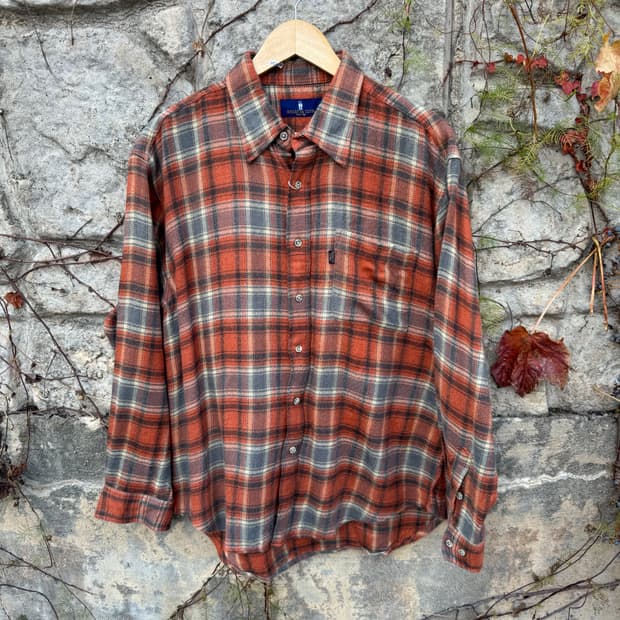 일본 빈티지 체크 플란넬 셔츠 L