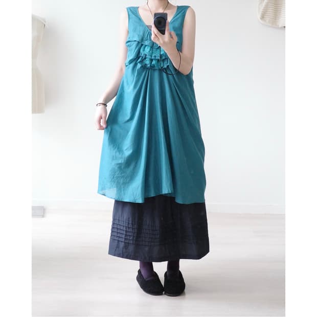 쿠미쿄쿠 KUMIKYOKU Teal green frill dress