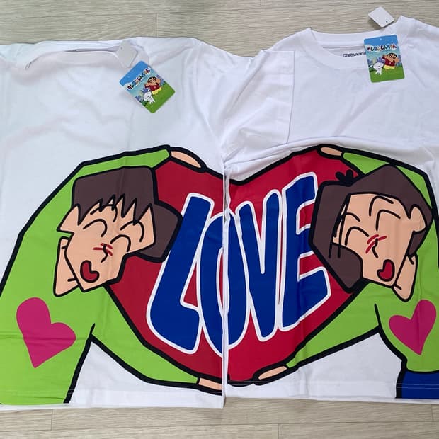 [새상품] 짱구 신혼부부 닭살커플 반팔티셔츠