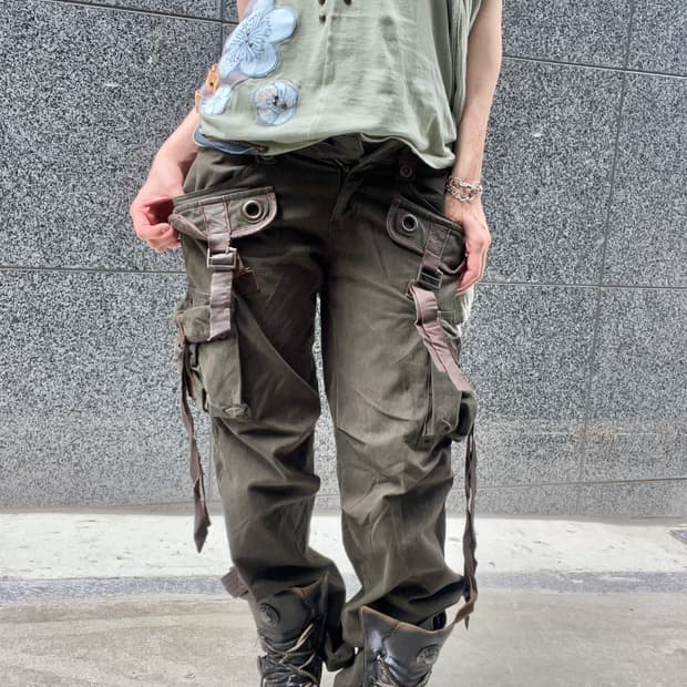 'DOHC' big eyelet pocket cargo pants 