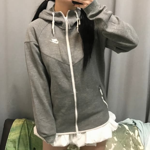나이키 그레이 후드집업 M