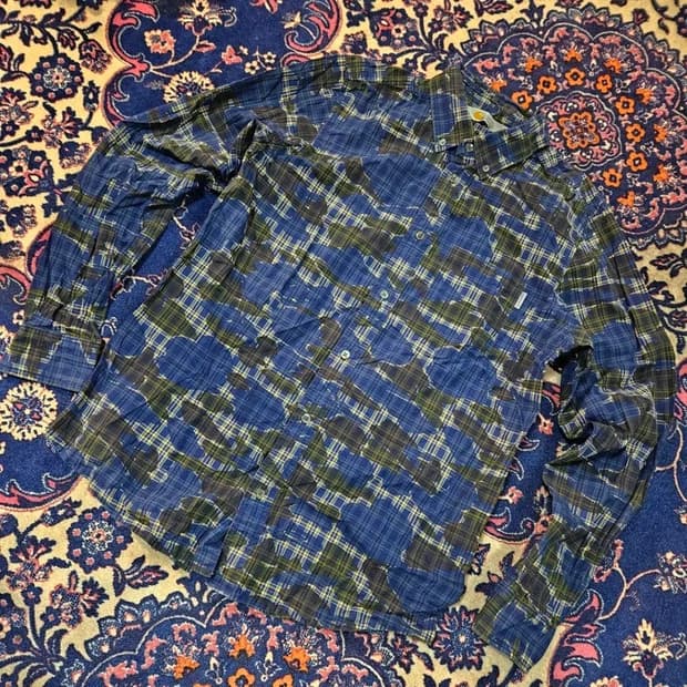  칼하트 메트로블루 컬렉션 블루 카모 체크 셔츠