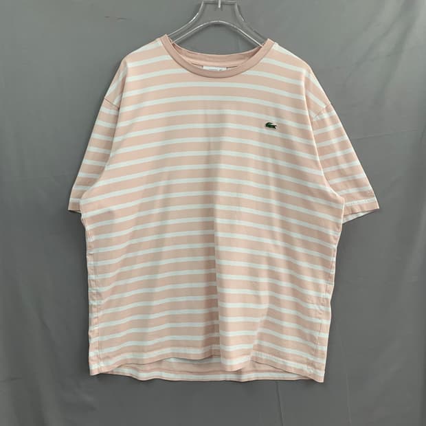 XXL 라코스테 오버핏 핑크 스트라이프 빅사이즈 반팔티