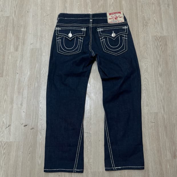 트루릴리전 여성 조이 슈퍼 티 스티치 데님 청바지 XL 