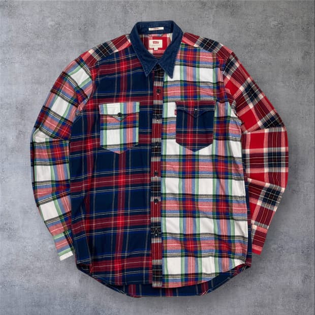 리바이스 믹스 컬러 체크 패턴 셔츠