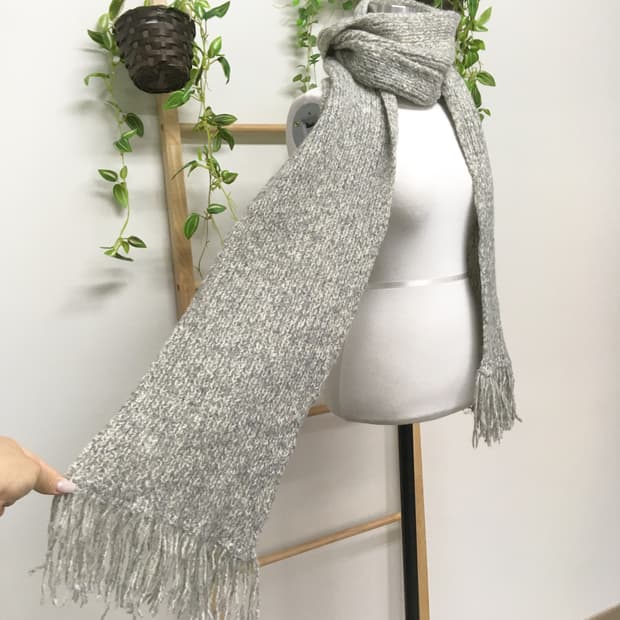 JPN/ 그레이머플러 모리걸머플러 뜨개머플러 모리룩머플러