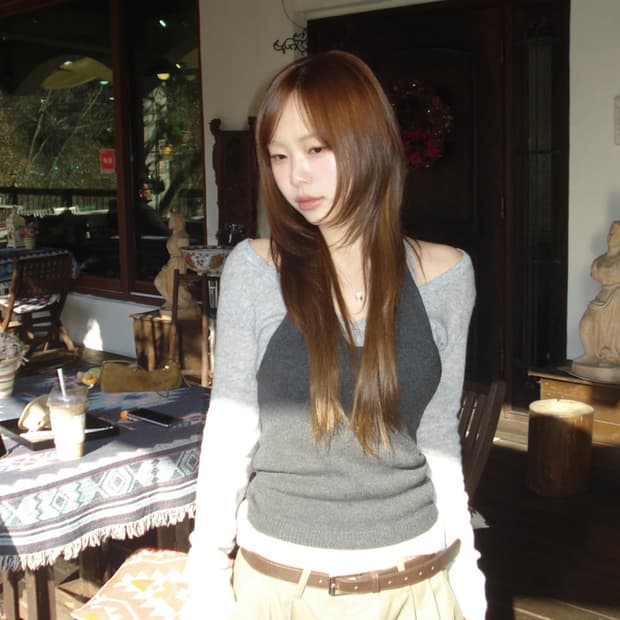 아워캐비넷 mood layered knit 레이어드 니트