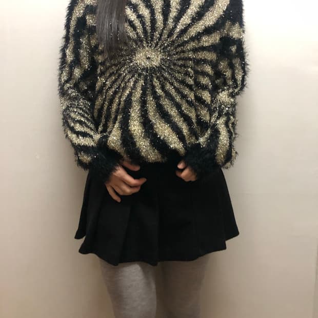 빈티지 블랙 펑크 글리터 니트
