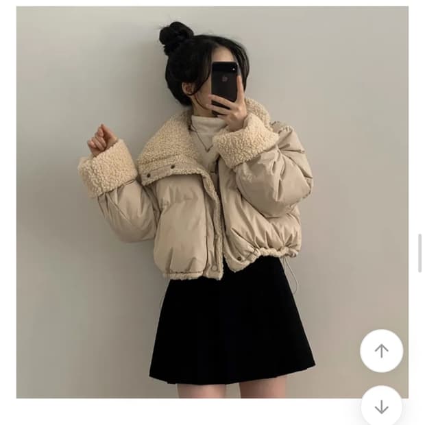 양털카라 숏 패딩 베이지 크롭패딩 리버시블 양털 크롭 패딩 점퍼
