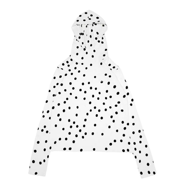 에프터누드 도트 후드티 아이보리