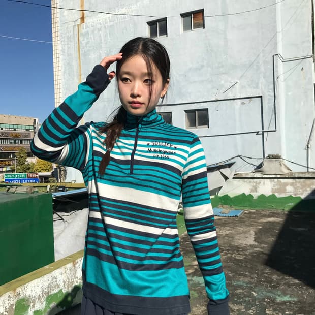 조이조이 스트라이프 하프집업 